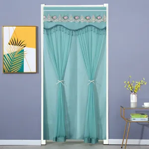 Double layer door curtain turquoise lace tassel bedroom room divider privacy screen hanging curtain