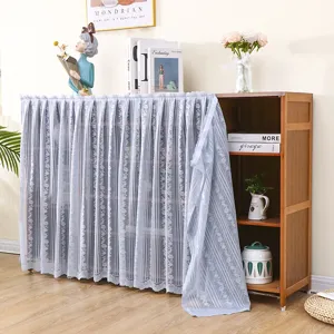 Grey lace dust curtain for bookshelf shoe cabinet wardrobe storage rack cover details