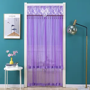 Purple lace door curtain double layer mesh anti-mosquito bedroom partition curtain decor