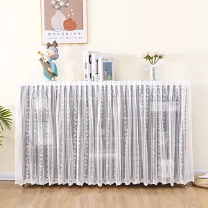 Lace Fabric Dust Proof Curtain For Bookshelf Shoe Rack Cabinet Wardrobe Transparent Floral Decorative Cover Home Decor