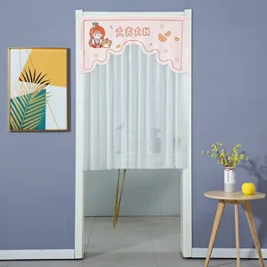 Cute cartoon fruit girl door curtain pink valance white sheer curtain home bedroom decor