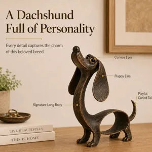 Figura de perro salchicha de bronce artística decoración del hogar con cuerpo largo