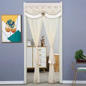European Double Layer Mesh Door Curtain Lace Embroidery Anti-Mosquito Door Screen Partition For Bedroom Home Decor