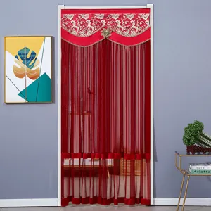 European style red gauze door curtain mesh partition mosquito proof home bedroom decor
