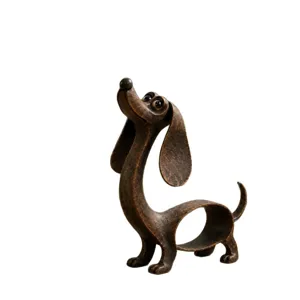 Figura artística de perro dachshund de bronce estilizado para decorar su hogar