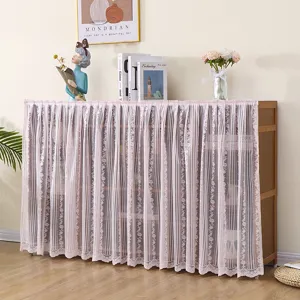 Pink lace dust curtain for bookshelf shoe cabinet fabric cover decorative shelf protector home