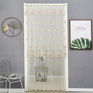 Rideau de porte en dentelle transparente moustiquaire brodée séparateur de pièce blanc