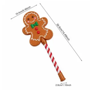 Detailliertes Maßdiagramm des leuchtenden Weihnachts-Lebkuchenmann-Zauberstabs