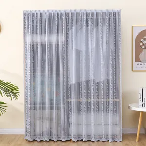Lace dustproof curtain for wardrobe bookshelf shoe cabinet, translucent floral design fabric.