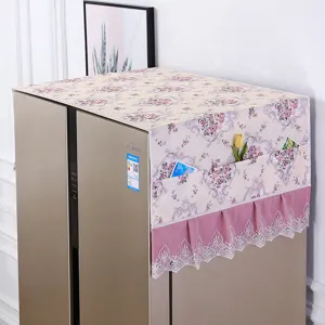 Blumen Kühlschrank Abdeckung staubdichte Stofftuch mit Aufbewahrungstaschen für Küche