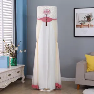 Vertical cylindrical air conditioner dust cover elegant lace mesh tassel home decor.