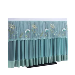 Copertura antipolvere per TV in rete ricamata di pizzo, elegante design floreale per schermi.