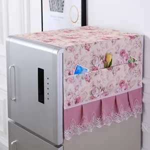 Kühlschrank Staubschutz Abdeckung rosa Blumen Stoff Tasche Spitze Heimtextilien Decke
