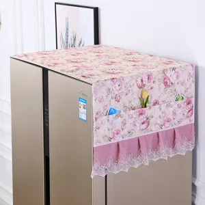 Blumen Kühlschrank Staubschutz Abdeckung Top Protektor mit Tasche und Spitze Mat