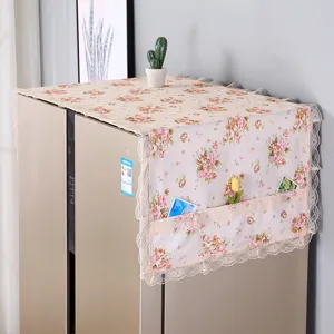 Blumenmuster Kühlschrank Staubtuch Abdeckung mit Spitzenrand und praktischen Seitentaschen.
