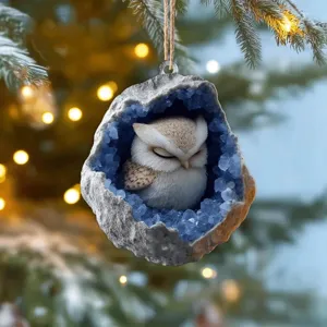 Christbaumschmuck Acryl Geode Tier Hängende Dekoration Eule Waschbär Eichhörnchen Hase Für Feiertag Haus Deko