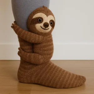Handgefertigte 3D Tierstricksocken Lustige Häkel Neuheit Warme Wintersocken Kreative Cartoon Faultier Panda Tiger Haussocken Geschenk