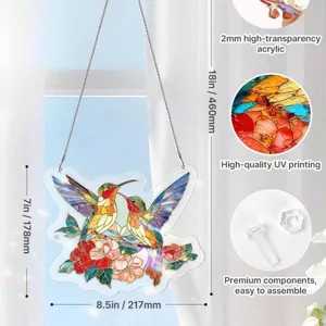 Bunter Kolibri-Sonnenfänger aus Acryl für Fenster mit 83-teiligem Puzzle-Design