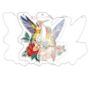 Acryl-Sonnenfänger-Puzzle im Buntglas-Stil mit Kolibris, 83 Teile für Fensterdeko.