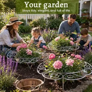 Professionelle blumenförmige Metall-Pflanzenstütze für Gartenpfingstrosen im Familienumfeld