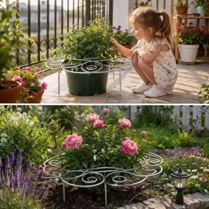 Dekorative blumenförmige Pflanzenstütze aus solidem Metall für Garten und Balkon