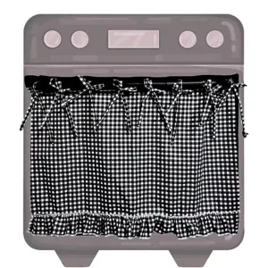 Jupe de Four à Carreaux Fait Main Style Européen Housse Décorative de Cuisine en Tissu Avec Volants et Nœuds Papillon