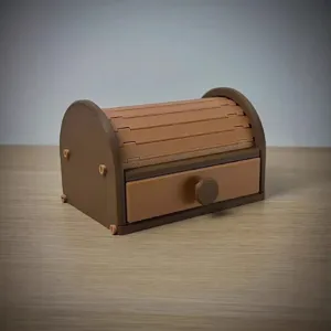 3D Gedruckt Brotkasten Rolltop Küchenaufbewahrung Vintage Desktop Brotkorb Mit Schublade Home Organizer Zur Brotaufbewahrung