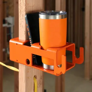 Tragbarer Metall Getränkehalter Pfostenmontage Becher Handy Regal Mit Haken Schwerlast Eisen Aufbewahrung Für Holzbearbeitung Baustelle