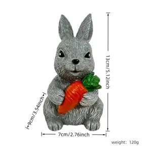Figurine de lapin de Pâques en résine avec carotte décoration de table dimensions