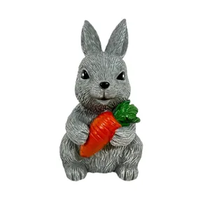 Mignonne figurine de lapin de Pâques en résine avec carotte veilleuse décoration table