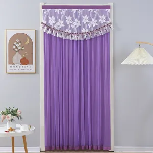 Purple door curtain lace valance double layer partition curtain for bedroom home decor