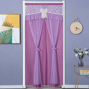 Purple lace door curtain partition curtain for bedroom home decoration stylish design.