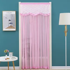 Pink French lace sheer door curtain short window curtain partition home decor net yarn