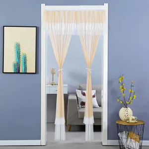 Mosquito net door curtain sheer punching-free adhesive bedroom kitchen privacy decorative