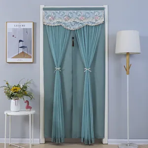 Green door curtain lace sheer room divider curtain for bedroom and living room use.