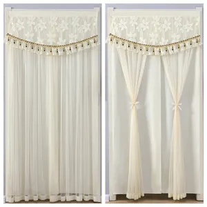 Double Layer Lace Door Curtain Opaque Window Partition Curtain Modern Minimalist Style Bedroom Short Curtain