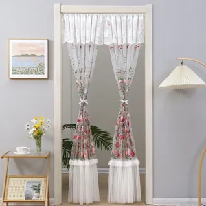 French romantic floral lace door curtain sheer divider curtain for bedroom hallway decor