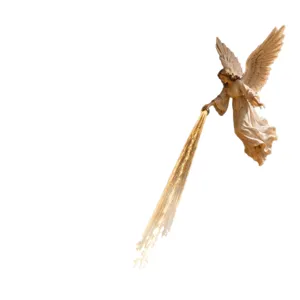 Statue d'ange pour décoration d'étagère avec effet de faisceau lumineux doré ornement