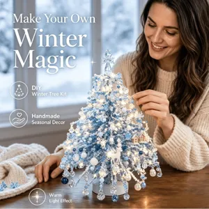 Kit albero di Natale fai-da-te con perline e luci LED calde per decorazioni invernali