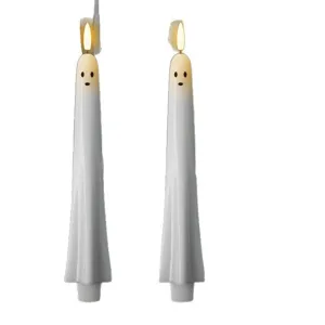 Set of two Halloween ghost-shaped LED candles for festive party atmosphere decor
