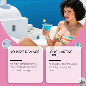 Detail view of self-gripping hair rollers showcasing long-lasting curls without heat damage.
