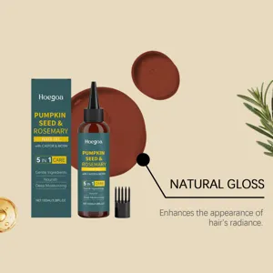 Pumpkin seed and rosemary hair oil with comb applicator for deep moisturizing care.