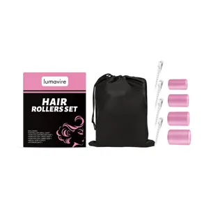 Hair rollers set with clips and storage bag, self-grip styling tools for voluminous hair.