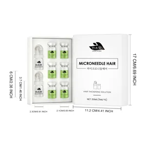 HANCHOBIT microneedle hair roller and thickening solution set detail dimensions and packaging.