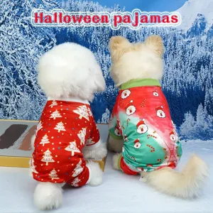 Pigiama per cani di Natale tuta per animali domestici simpatico Babbo Natale albero inverno rosso