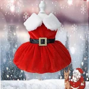 Natale animale domestico vestito costume Babbo Natale velluto vestiti per cucciolo