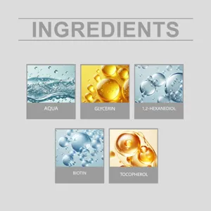 Detailed infographic showcasing active hair and scalp essence formula ingredients and care.