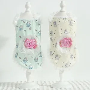 Estate sottile pizzo cinturino vestiti per animali domestici gatto cane gilet con fiori