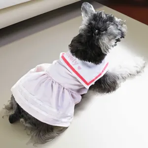 Cute summer pet sailor dress for dogs and cats breathable puppy clothes detail view