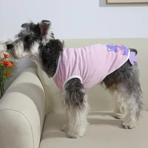 Summer cute cartoon pet vest for small medium dogs breathable pink sleeveless puppy apparel